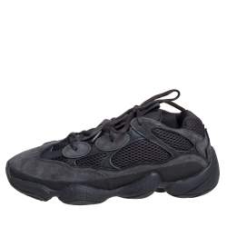 Pre Owned Yeezy x Adidas Black Mesh, Suede And Leather 500 Utility Black Sneakers Size 43 1/3