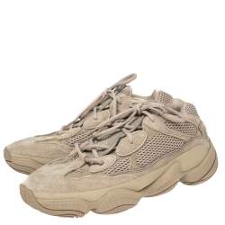 Pre Owned Yeezy x Adidas Beige Mesh And Suede 500 Taupe Light Sneakers Size 42 2/3