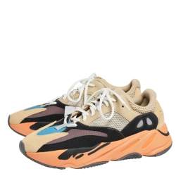 Pre Owned Yeezy x Adidas Multicolor Mesh And Suede Boost 700 Enflame Amber Sneakers Size 43 1/3