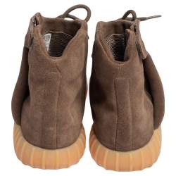 Pre Owned Yeezy x Adidas Boost 750 Brown Suede Glow In The Dark High Top Sneakers Size 38 2/3