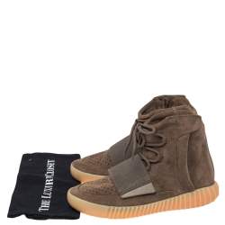 Pre Owned Adidas Yeezy Boost 750 Light Brown Suede Gum High Top Sneakers Size 42.5