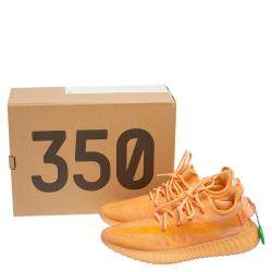 Pre Owned Yeezy x Adidas Orange Mesh 350 V2 Mono Clay Sneakers Size 43 1/3