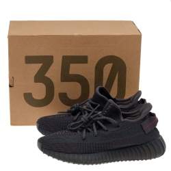 Pre Owned Yeezy x Adidas Black Knit Fabric Boost 350 V2 Static Reflective Low Top Sneakers Size 39 1/3