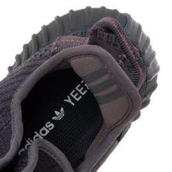 Pre Owned Yeezy x Adidas Black Knit Fabric Boost 350 V2 Static Reflective Low Top Sneakers Size 39 1/3