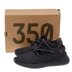 مملوكة مسبقًا Yeezy x Adidas Black Knit Fabric Boost 350 V2 Static Reflective Low Top Sneakers Size 43 1/3