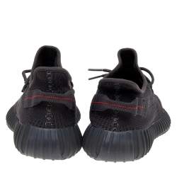 مملوكة مسبقًا Yeezy x Adidas Black Knit Fabric Boost 350 V2 Static Reflective Low Top Sneakers Size 43 1/3