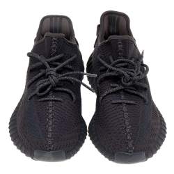 مملوكة مسبقًا Yeezy x Adidas Black Knit Fabric Boost 350 V2 Static Reflective Low Top Sneakers Size 43 1/3