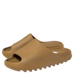 Pre Owned Yezzy X Adiddas Brown Rubber Pure Slides Size 44.5
