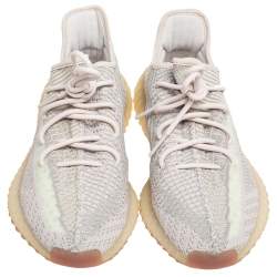 Pre Owned Yeezy x Adidas Beige Cotton Knit Boost 350 V2 Sneakers Size 44
