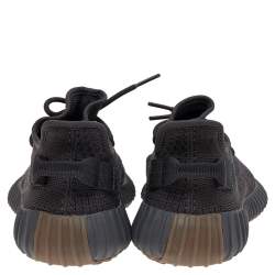 Pre Owned Yeezy x Adidas Black Knit Fabric Boost 350 V2 Black Cinder Low Top Sneakers Size 42 2/3