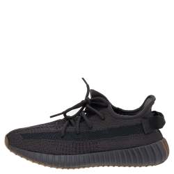 Pre Owned Yeezy x Adidas Black Knit Fabric Boost 350 V2 Black Cinder Low Top Sneakers Size 42 2/3