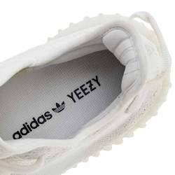 Pre Owned Yeezy x Adidas White Knit Fabric Boost 350 V2 Triple White Sneakers Size 43 1/3