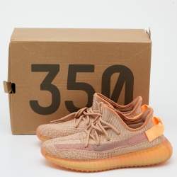 Pre Owned حذاء رياضي ييزي x أديداس بوست 350 ڨي2 كلاي قماش تريكو بني مقاس 41 1/3 