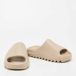 Pre Owned Yeezy x Adidas Beige Rubber 'Pure' Slide Sandals Size 43