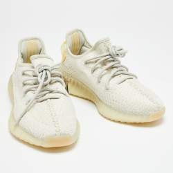 مملوكة مسبقًا حذاء رياضي ييزي x أديداس بوست 350 V2 قماش تريكو أبيض برباط خفيف مقاس 42