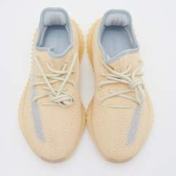 Pre Owned Yeezy x Adidas Beige Knit Fabric Boost 350 V2 Linen Low Top Sneakers Size 39 1/3 