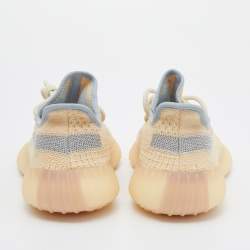 Pre Owned Yeezy x Adidas Beige Knit Fabric Boost 350 V2 Linen Low Top Sneakers Size 39 1/3 