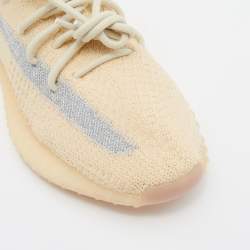 Pre Owned Yeezy x Adidas Beige Knit Fabric Boost 350 V2 Linen Low Top Sneakers Size 39 1/3 