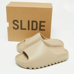 Pre Owned Yeezy x Adidas Beige Rubber Slide Pure Sandals Size 42
