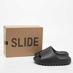 Pre Owned Yeezy x adidas Black Rubber Onyx Flat Slides Size 42