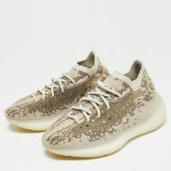 Pre Owned Yeezy x Adidas Beige/Brown Knit Fabric Yeezy Boost 380 Pyrite Sneakers Size 41 1/3