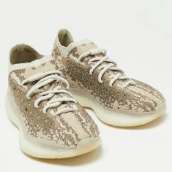 Pre Owned Yeezy x Adidas Beige/Brown Knit Fabric Yeezy Boost 380 Pyrite Sneakers Size 41 1/3