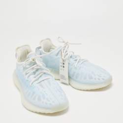 Pre Owned Yeezy x Adidas Light Blue Mesh Boost 350 V2 Mono Ice Sneakers Size 44