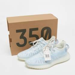 Pre Owned Yeezy x Adidas Light Blue Mesh Boost 350 V2 Mono Ice Sneakers Size 44
