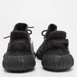 Pre Owned Yeezy x Adidas Black Knit Fabric Boost 350 V2 Black Reflective Sneakers Size 42