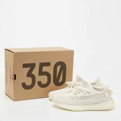 Yeezy x Adidas White Fabric and Mesh 350 v2 Triple Sneakers Size 42 2/3