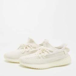 Yeezy x Adidas White Fabric and Mesh 350 v2 Triple Sneakers Size 42 2/3