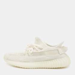 Yeezy x Adidas White Fabric and Mesh 350 v2 Triple Sneakers Size 42 2/3