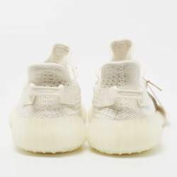 Yeezy x Adidas White Fabric and Mesh 350 v2 Triple Sneakers Size 42 2/3