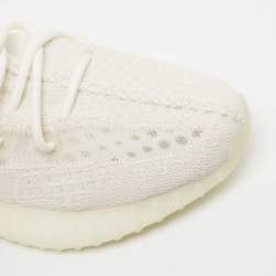 Yeezy x Adidas White Fabric and Mesh 350 v2 Triple Sneakers Size 42 2/3