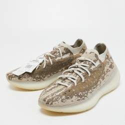 Pre Owned Yeezy x adiddas Grey/Brown Knit Fabric Boost 380 Sneakers Size 46 2/3