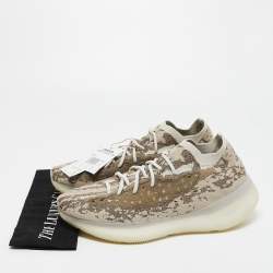 Pre Owned Yeezy x adiddas Grey/Brown Knit Fabric Boost 380 Sneakers Size 46 2/3