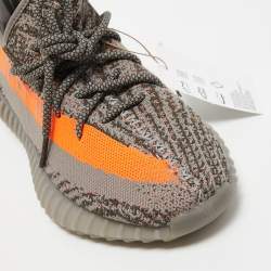 Pre Owned Yeezy x Adiddas Grey Knit Fabric Boost 350 v2 Sneakers Size 40