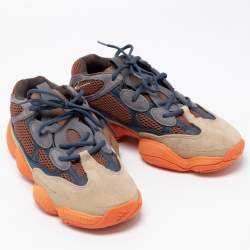Pre Owned Yeezy x Adidas Multicolor Fabric and Suede Yeezy 500 ‘Enflame Sneakers Size 43 1/3