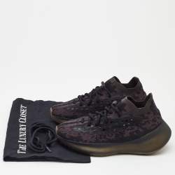 Pre Owned Yeezy x Adidas Black Knit Fabric Boost 380 Onyx Sneakers Size 38