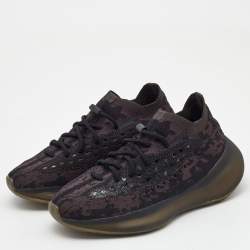 Pre Owned Yeezy x Adidas Black Knit Fabric Boost 380 Onyx Sneakers Size 38