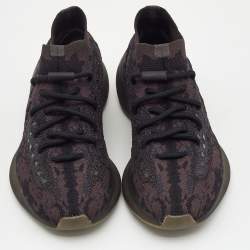 Pre Owned Yeezy x Adidas Black Knit Fabric Boost 380 Onyx Sneakers Size 38