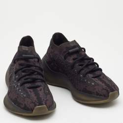 Pre Owned Yeezy x Adidas Black Knit Fabric Boost 380 Onyx Sneakers Size 38