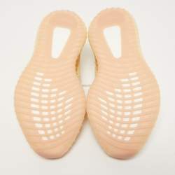 Pre Owned Yeezy x Adidas Light Yellow/Blue Knit Fabric 350 V2 Linen Sneakers Size 46