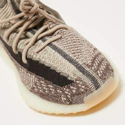 Pre Owned Yeezy x Adidas Brown/Beige Knit Fabric 350 V2 Zyon Sneakers Size 46