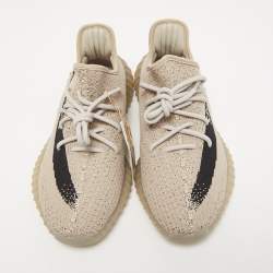 Pre Owned Yeezy x Adidas Grey/Black Knit Fabric Boost 350 V2 Slate Sneakers Size 42 2/3