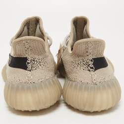 Pre Owned Yeezy x Adidas Grey/Black Knit Fabric Boost 350 V2 Slate Sneakers Size 42 2/3