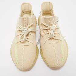 Pre Owned Yeezy x Adidas Beige Knit Fabric Boost 350 V2 Cloud Sneakers Size 48