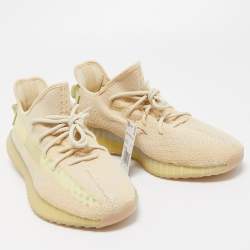 Pre Owned Yeezy x Adidas Beige Knit Fabric Boost 350 V2 Cloud Sneakers Size 48