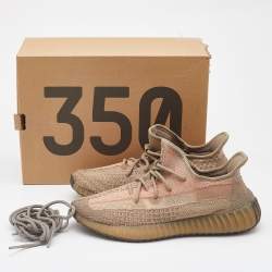 Pre Owned Yeezy x Adidas Olive Green Knit Fabric Boost 350 V2 Israfil Sneakers Size 411/3
