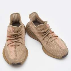 Pre Owned Yeezy x Adidas Olive Green Knit Fabric Boost 350 V2 Israfil Sneakers Size 411/3